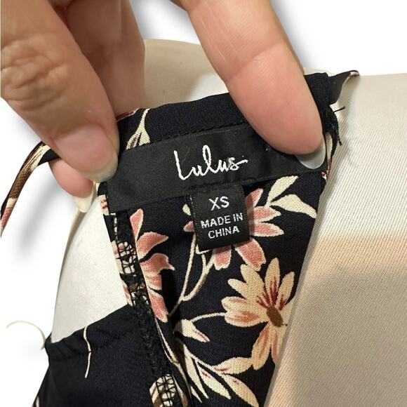 Lulu's navy blue Maxi Sundress Sleeveless Spaghetti Strap high low slit xs - Picture 8 of 8